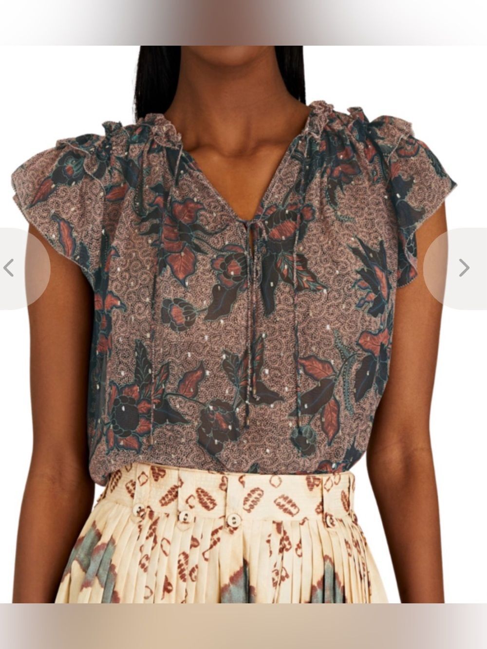 Ulla Johnson Women’s Marilyn Ruffle Fil Coupe Top Sheer Silk Blend Blouse Size10